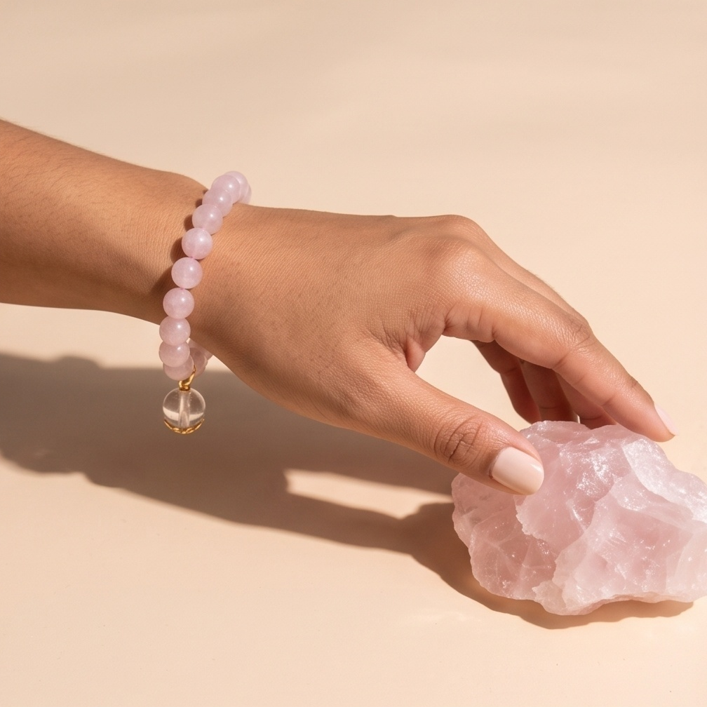 Full-Flesh Rose Quartz Breath Bead | The Aura Collection